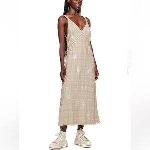 R13 Beige Plaid Midi Dress